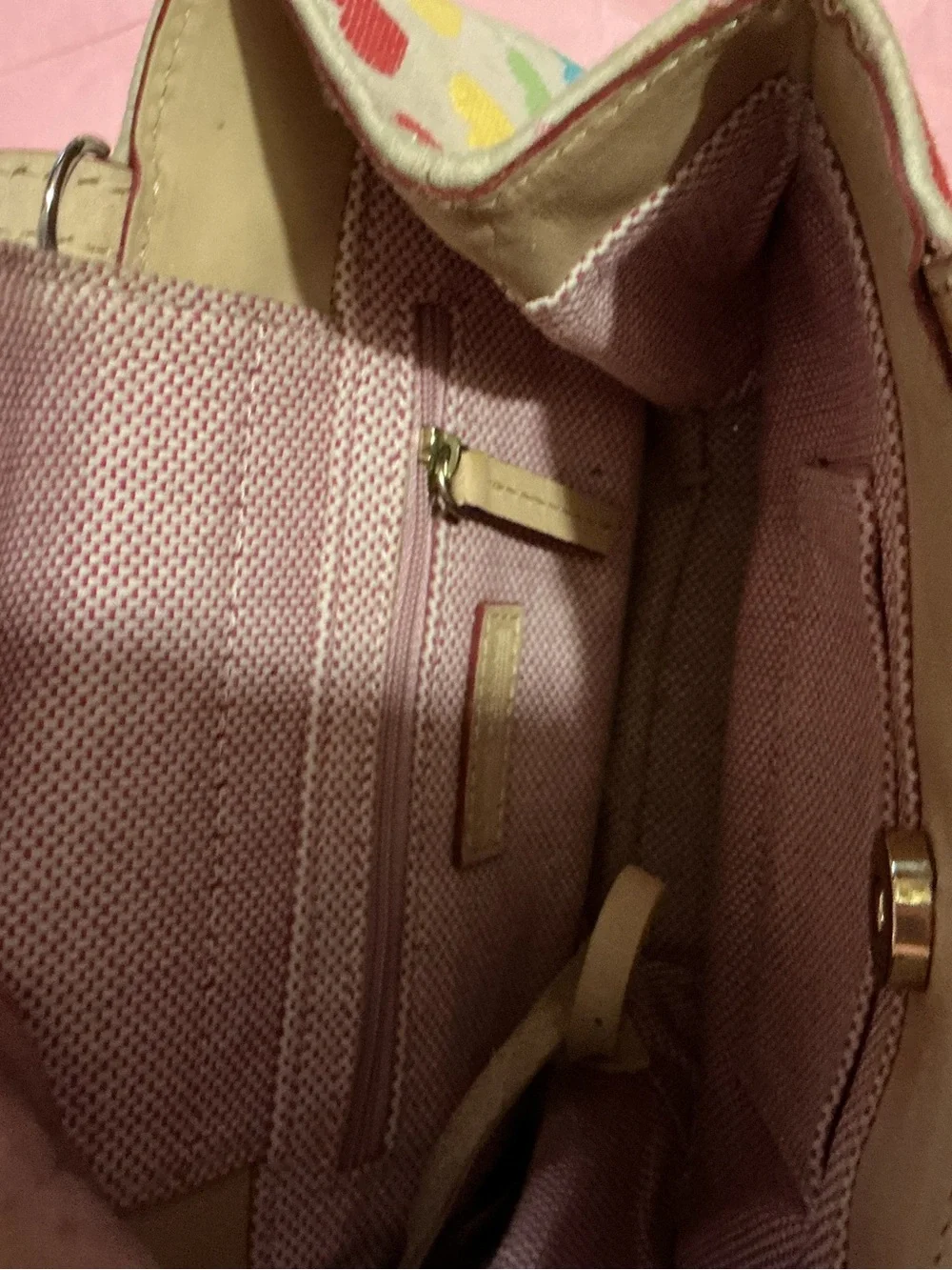 Dooney & Bourke Multicolor Heart Print Satchel - hand baCream with Rainbow Heart